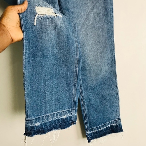 Express Straight Ankle High Rise Ribbon Jeans - Picture 4 of 10